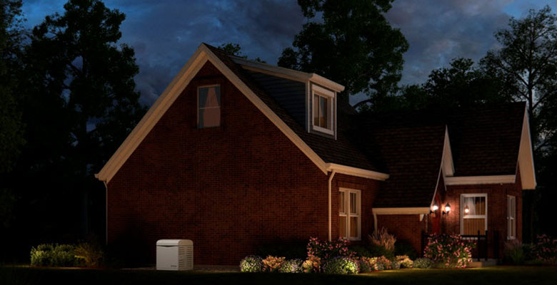 Brick home in the evening